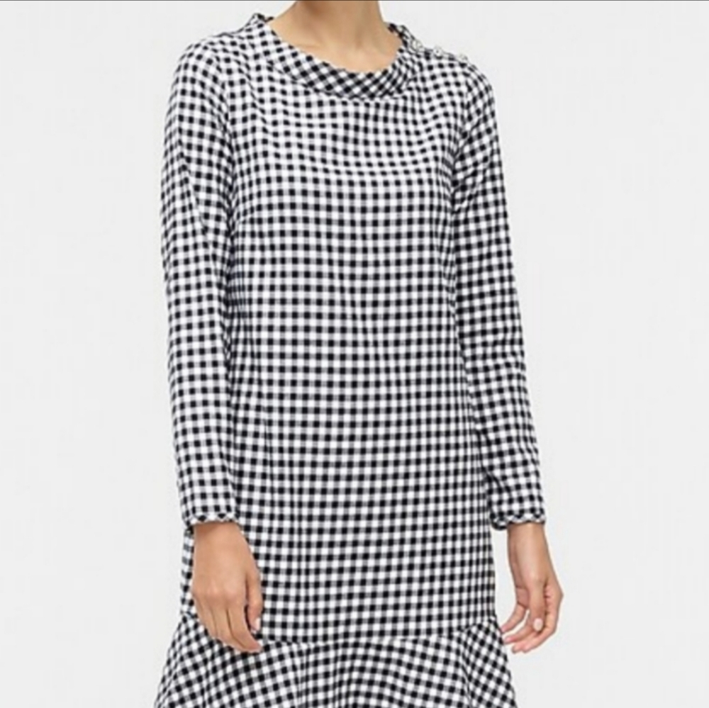J. Crew Gingham Funnel-neck Dress